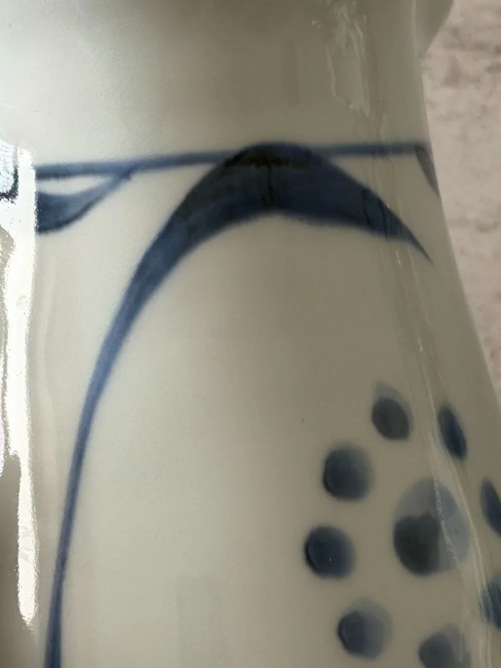 Vintage Tobe Ware Blue Sun Japan Baizan Kiln Ceramic Pitcher Hand Painted 6.5